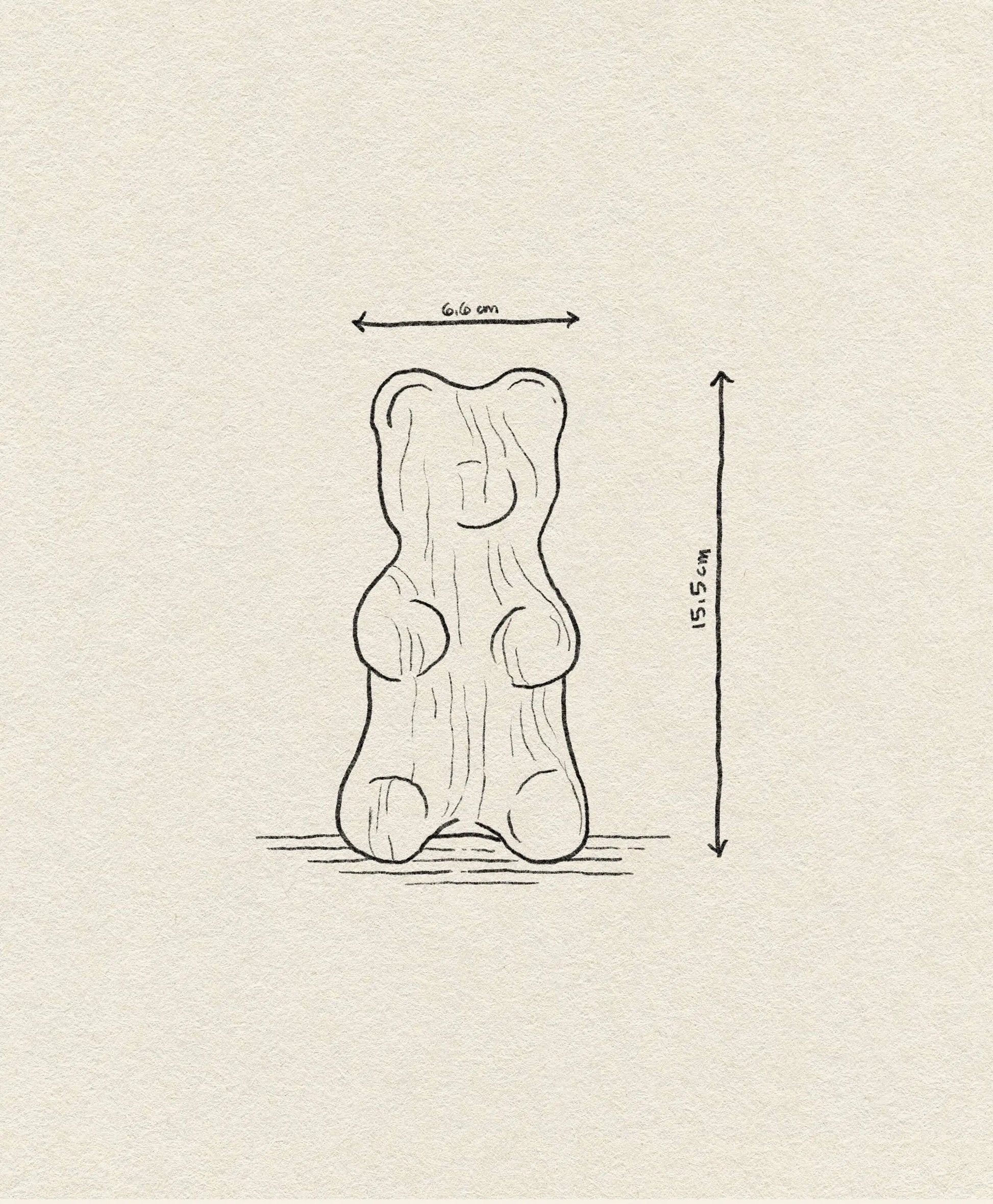 A sketch of the Boyhood Gummy Bear Small by Boyhood, drawn with simple black lines on textured paperโthis minimalist rendition turns the iconic candy into a charming piece of art.