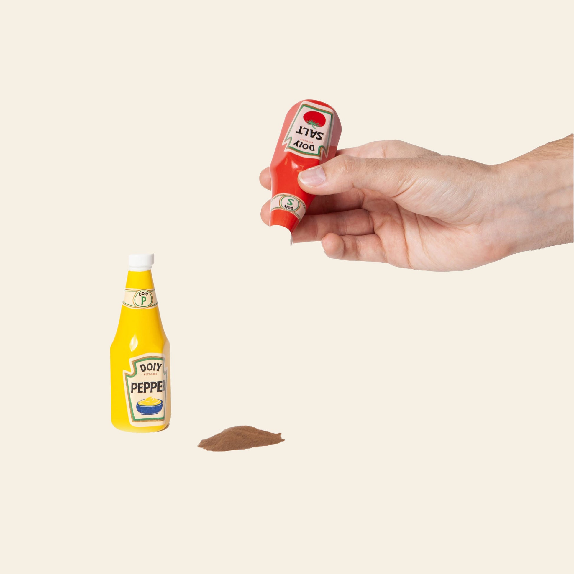 DOIY Corner Shop Ketchup Mustard Salt Pepper Set Multicolour 3