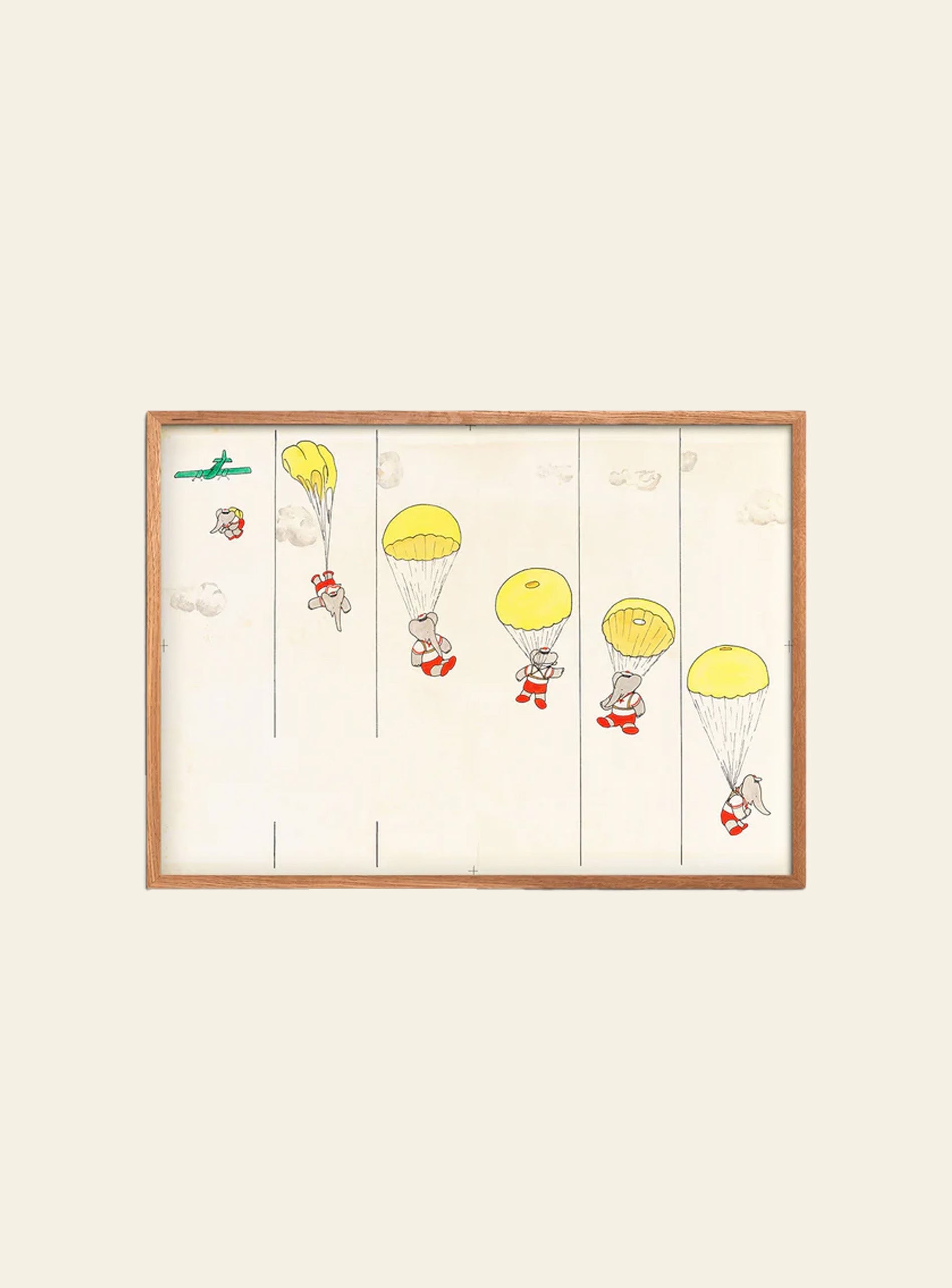 Empty Wall Jean de Brunhoff Babar Parachute (30x40) Poster