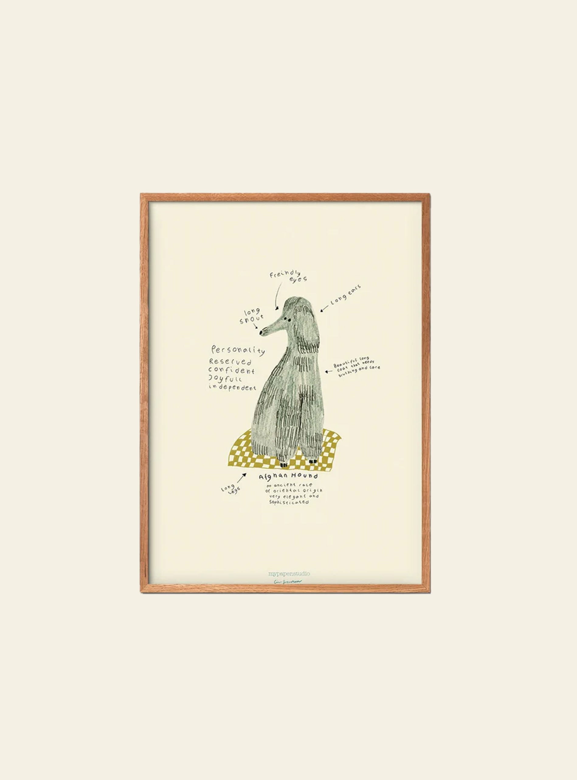 Empty Wall Line Risager Svendsen Afghan Hound (30x40) Poster