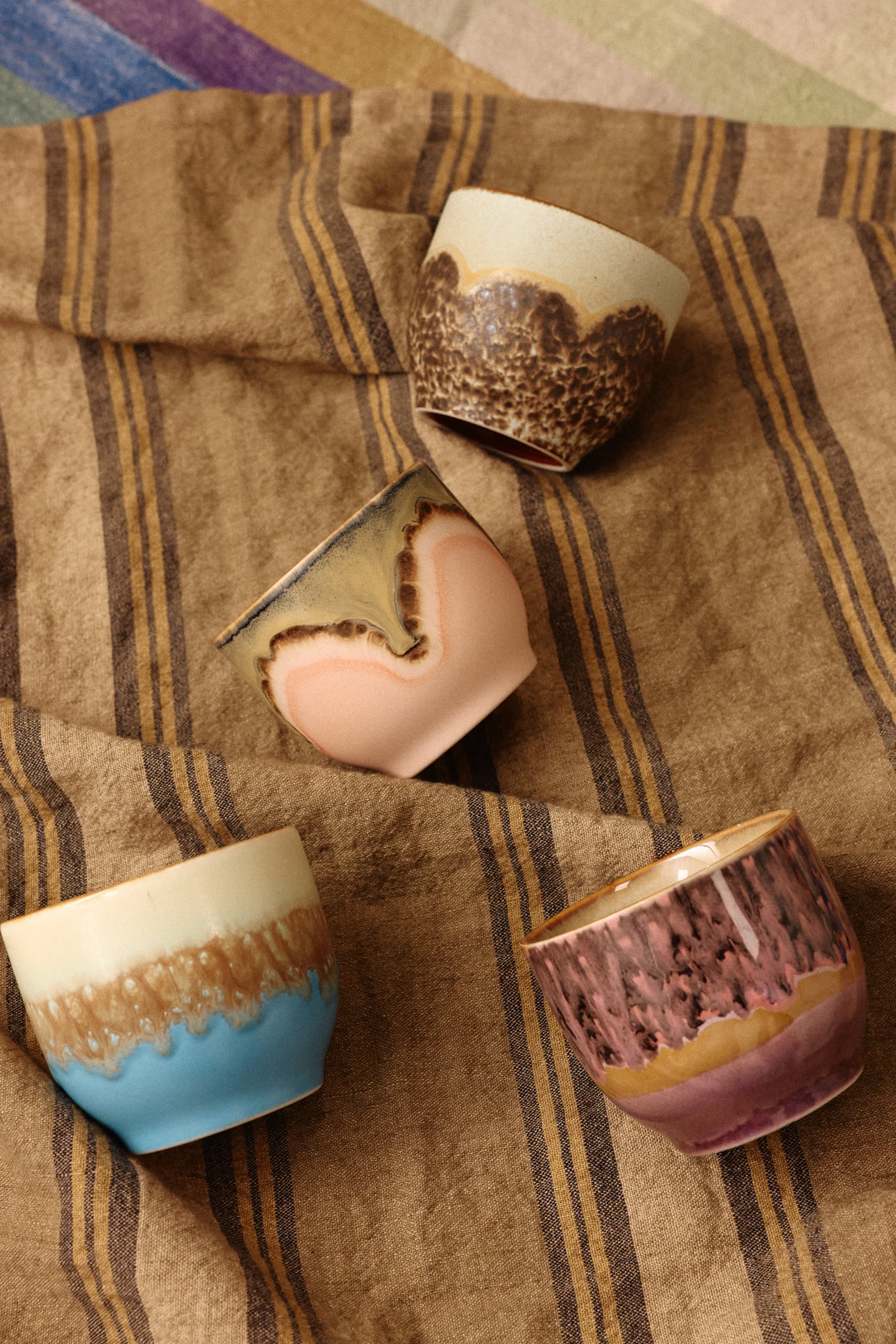 HKLIVING 70s Ceramics Café Cups Set of 4 Lagoon