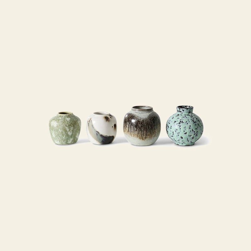 HKLIVING 70s Ceramics: Small Vases, Set of 4 - Canyon