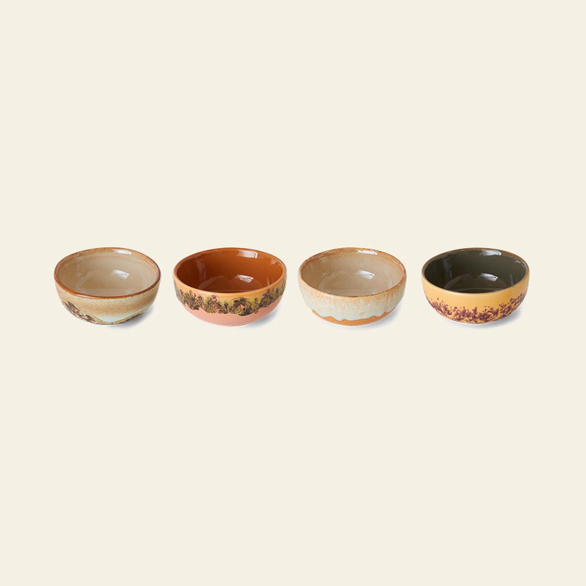 HKLIVING 70s Ceramics XS Bowls Set of 4 Marine