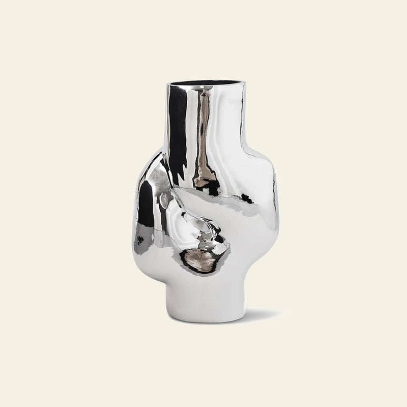 HKLIVING Gleam Glass High Vase - Chrome