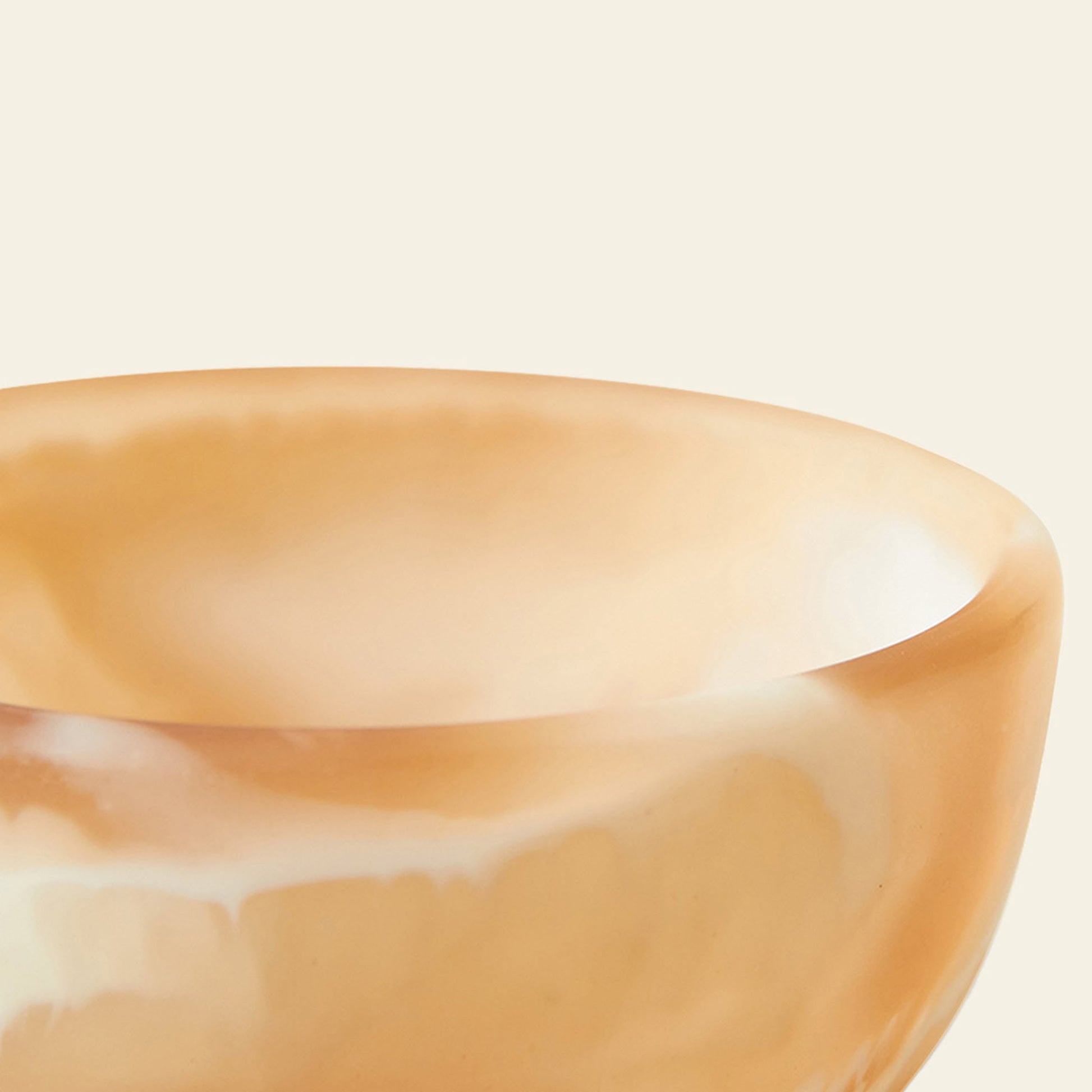 A close-up of the HKLIVING Patio Bowl by HKLIVING, featuring smooth, round marbled resin in warm beige and light cream tones, ideal for outdoor entertaining and displayed against a plain off-white background.