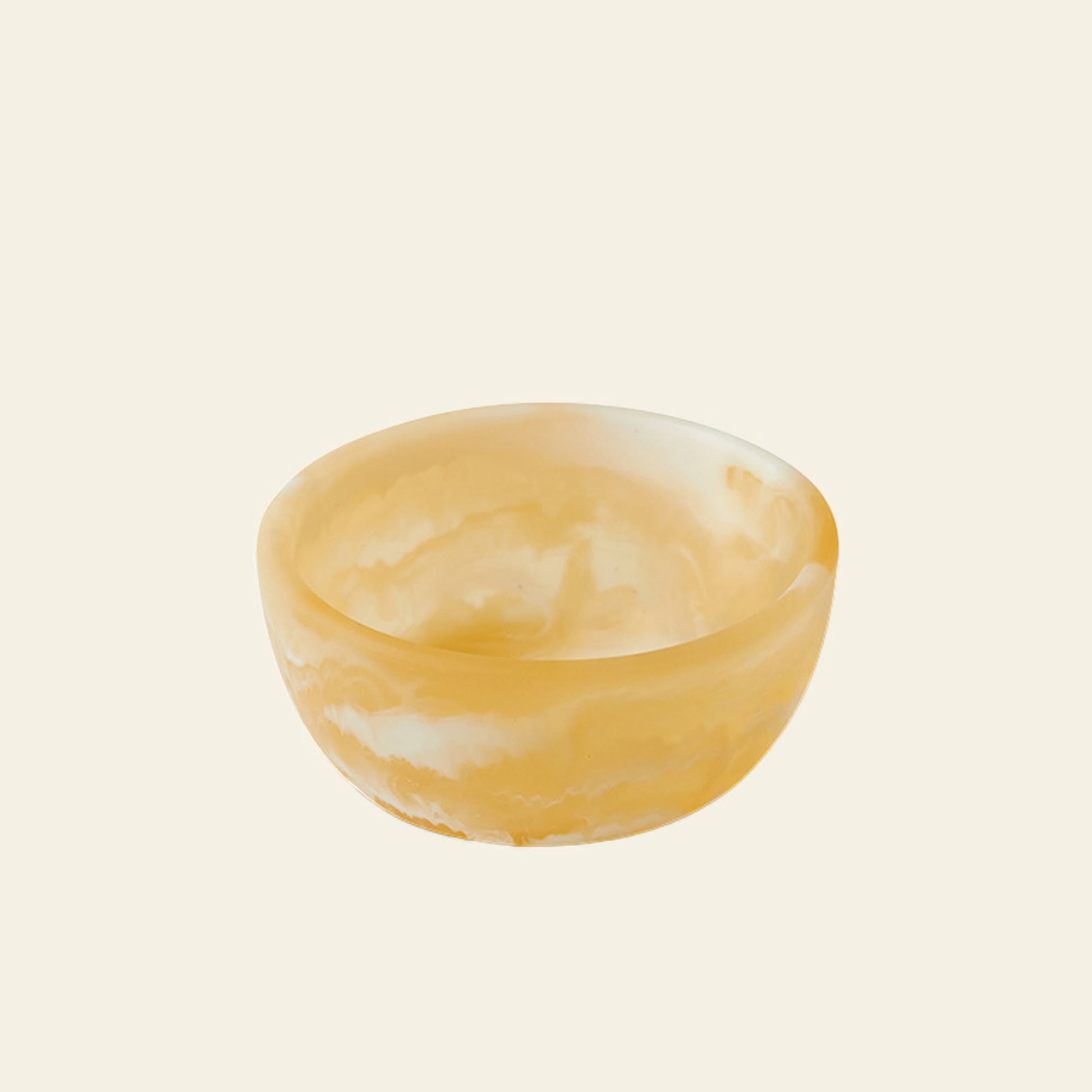 The HKLIVING Patio Bowl by HKLIVING features a small, round design in yellow and white marbled resin with smooth edges, set against a plain light background—ideal for outdoor entertaining.