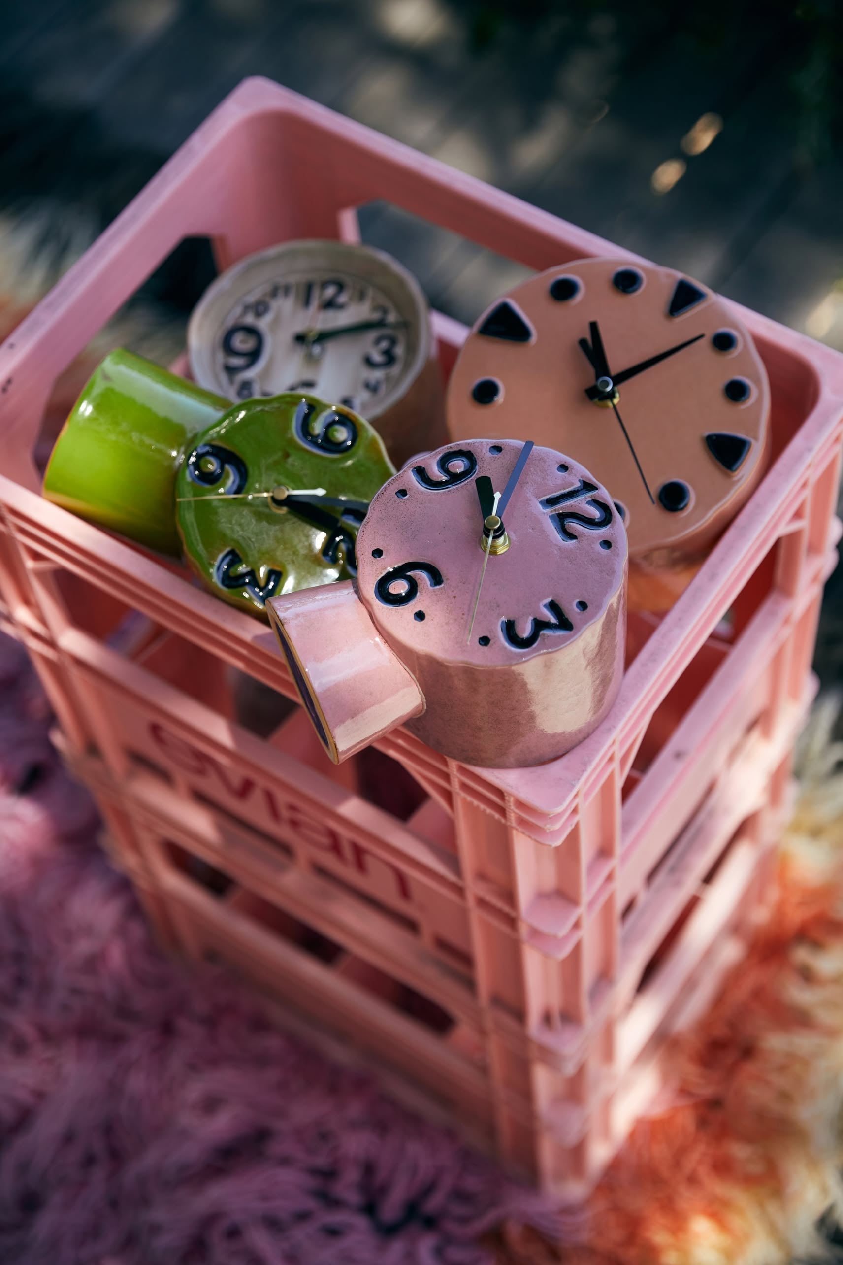 HKLIVING Retro Ceramic Clock Pink