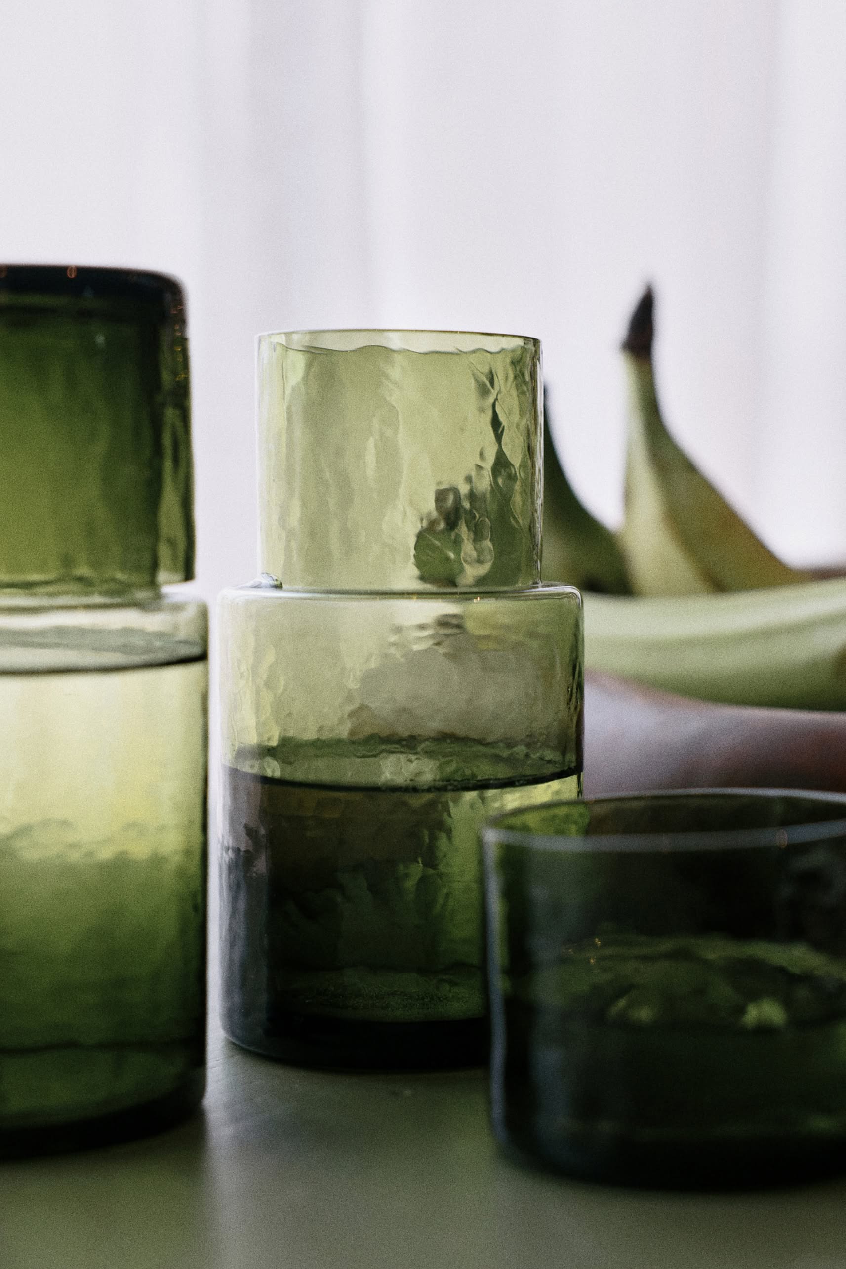 HKLIVING Tube Carafe & Glass Set Olive