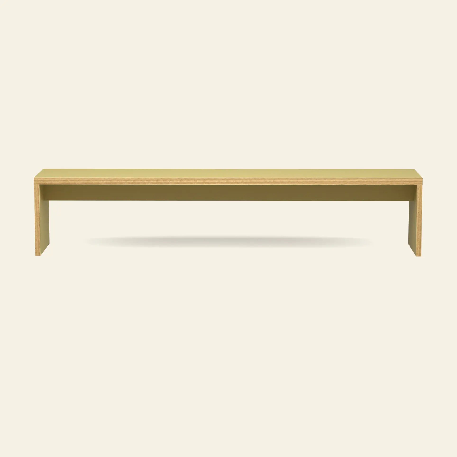 The HKliving Bench, 220cm by HKliving is a modern wooden bench with clean lines and no backrest—ideal as space-saving dining table seating, shown against a plain light background.