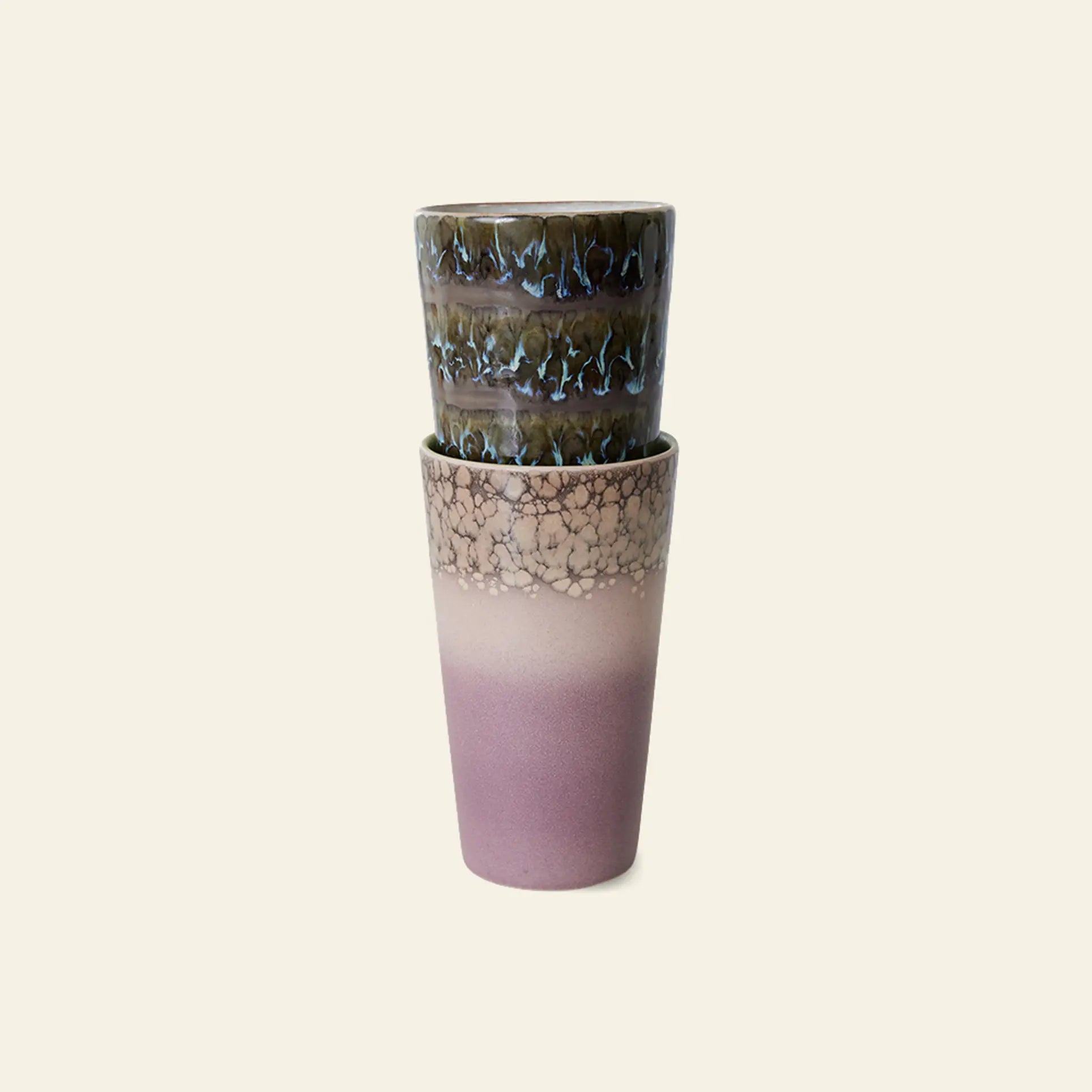 HKliving 70s Ceramics Latte Mugs Set of 2 Forest