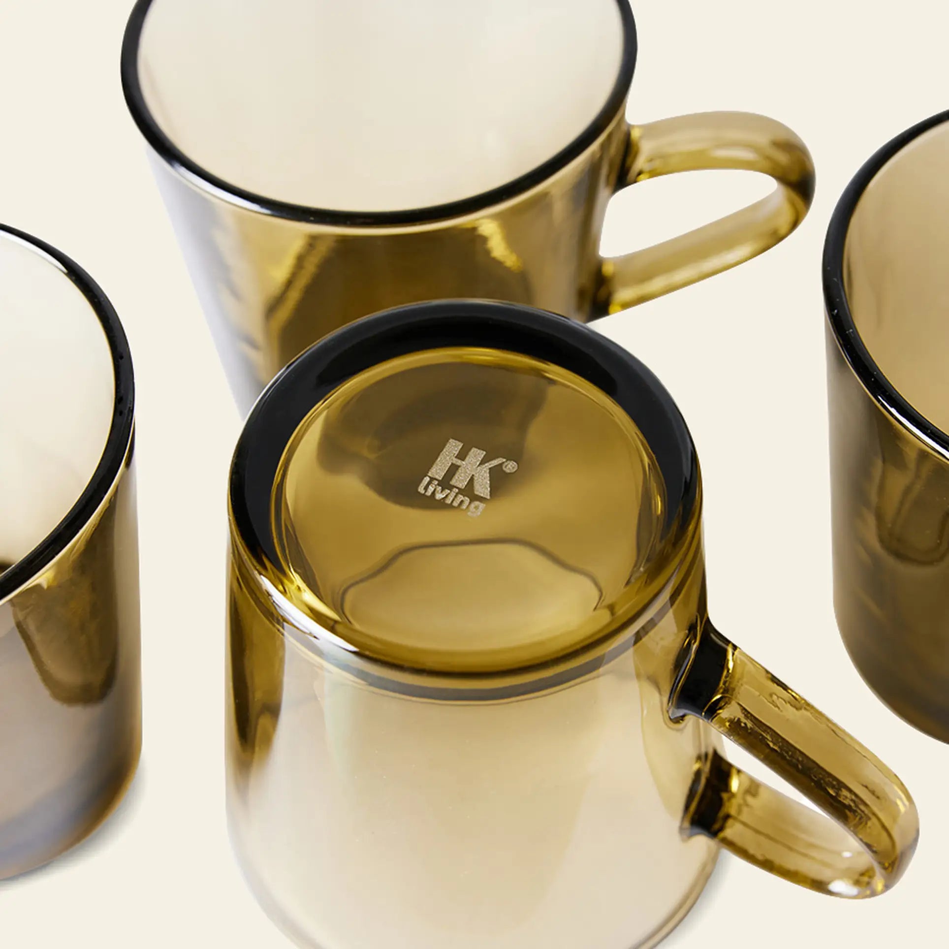 HKliving 70s Glassware Coffee Cups Set of 4 Mud Brown