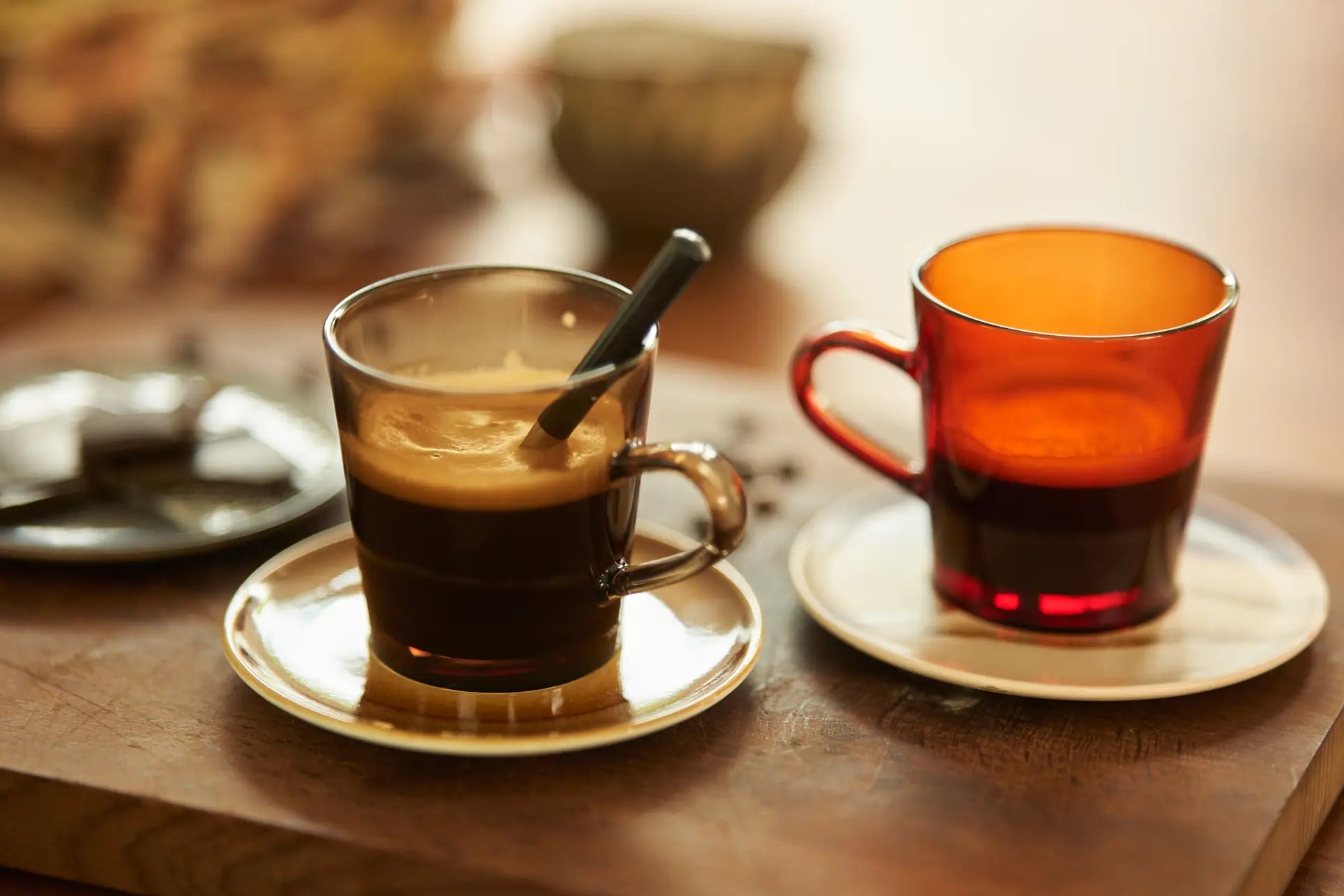 HKliving 70s Glassware Coffee Cups Set of 4 Mud Brown