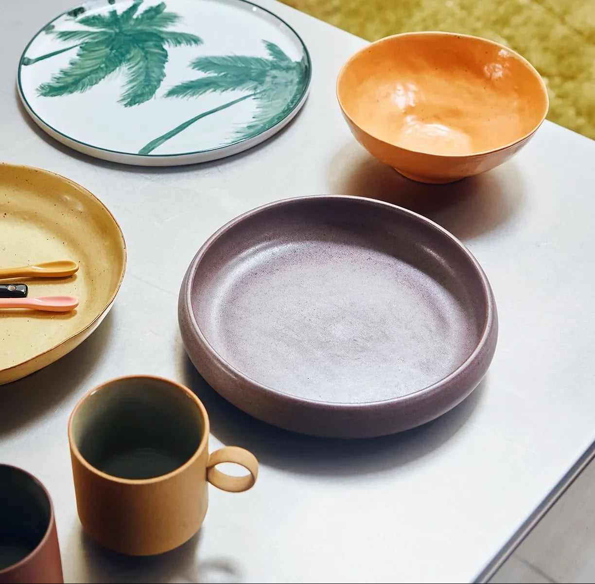HKliving Bold Basic Ceramics Deep Plate Set of 2 Purple 5