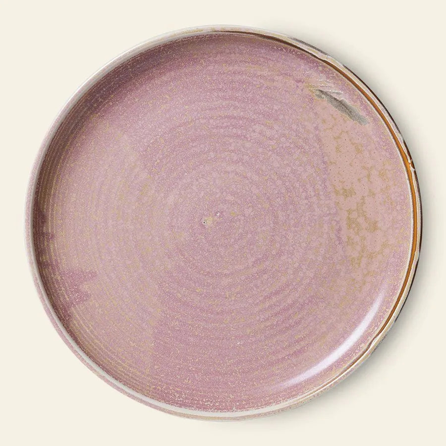 The HKliving Chef Ceramics: Dinner Plate features a round ceramic design with a smooth, subtly textured surface and a muted mauve-purple glaze with gentle color variations—an elegant addition to your HKliving tableware collection.
