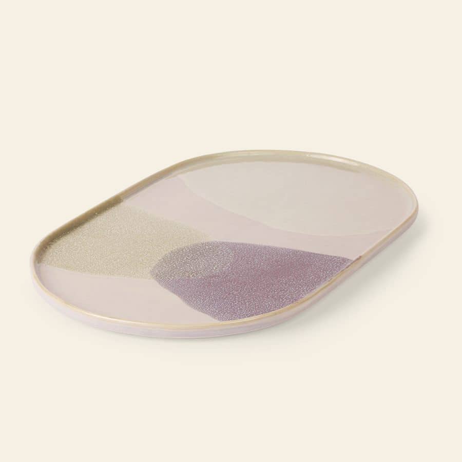 HKliving Gallery Ceramics Oval Dinner Plate Green Lilac 2