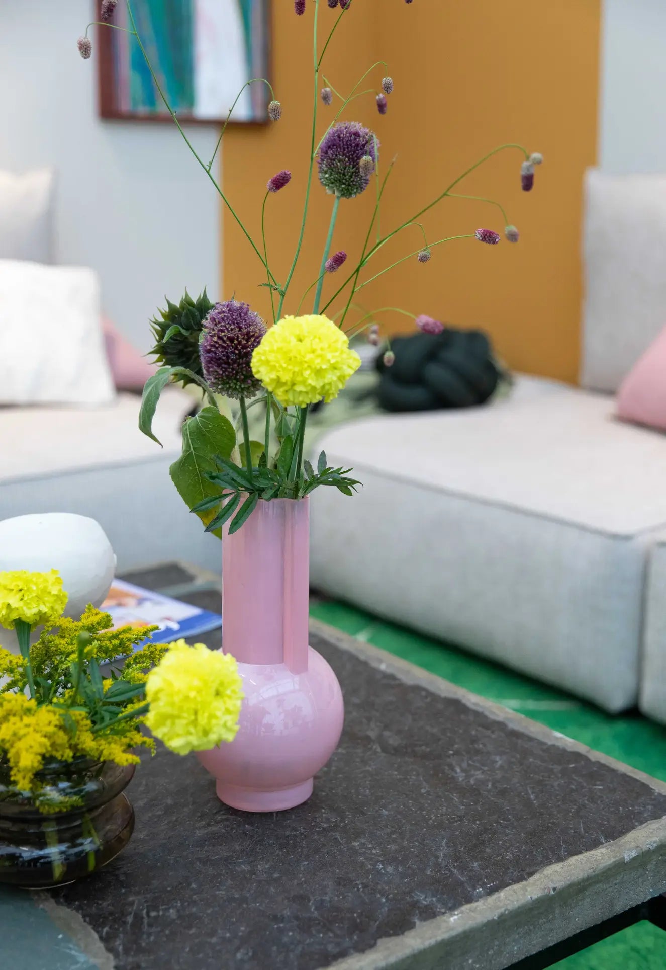 HKliving Glass Vase Flamingo Pink Pink Milky