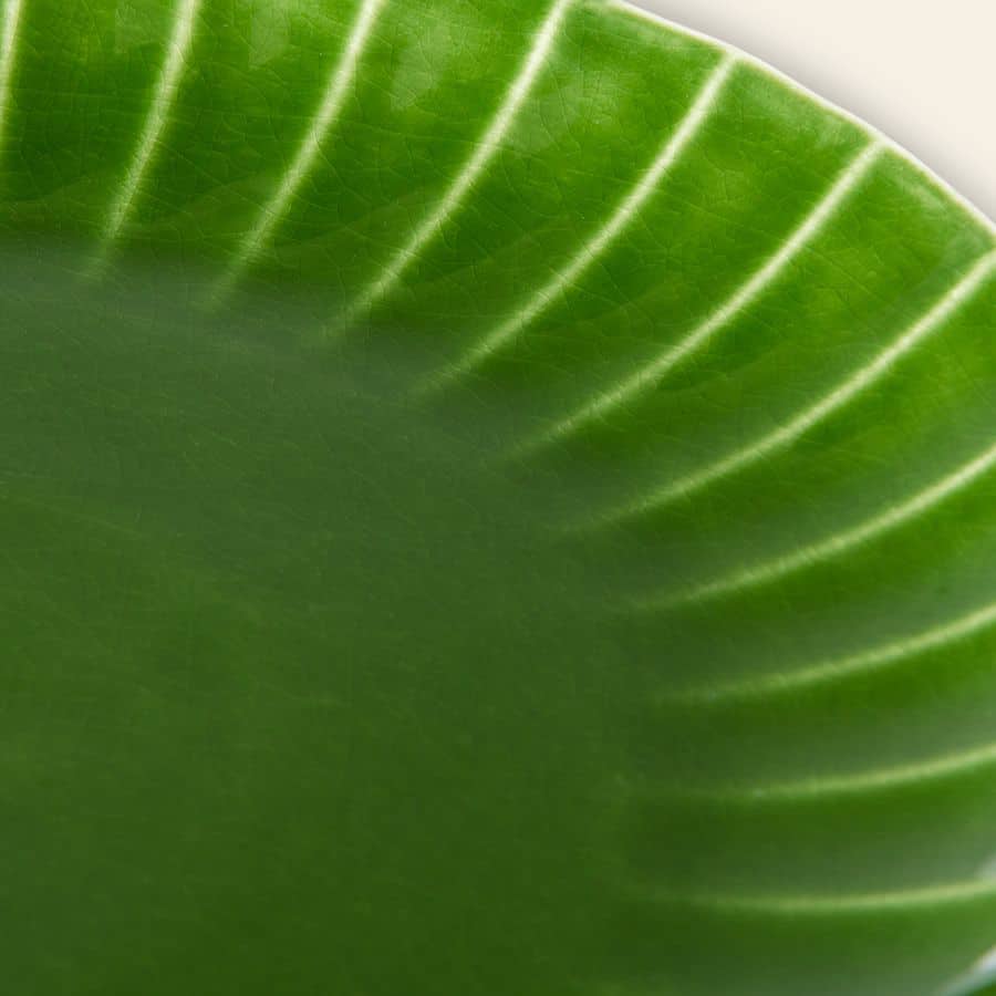 HKliving The Emeralds Ceramic Dinner Plate Ribbed Set of 2 Green 5