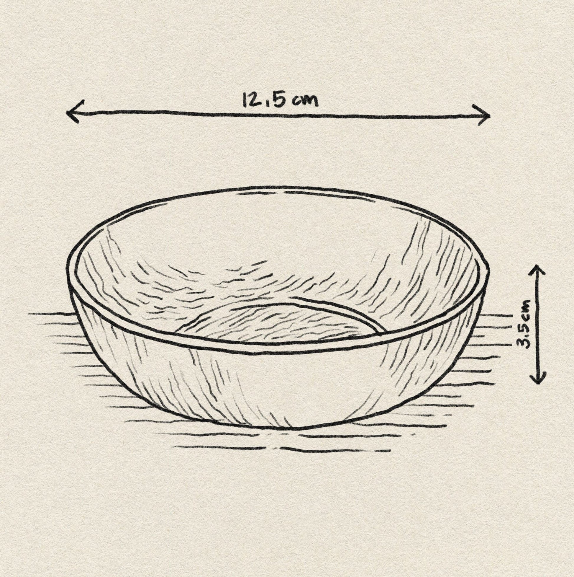 A hand-drawn HKliving The Emeralds: Glass Dessert Bowl, 12.15 cm wide and 3.55 cm tall, is shown from a slightly angled side view on a textured background, highlighting its modern elegant aesthetic. Brand: HKliving.
