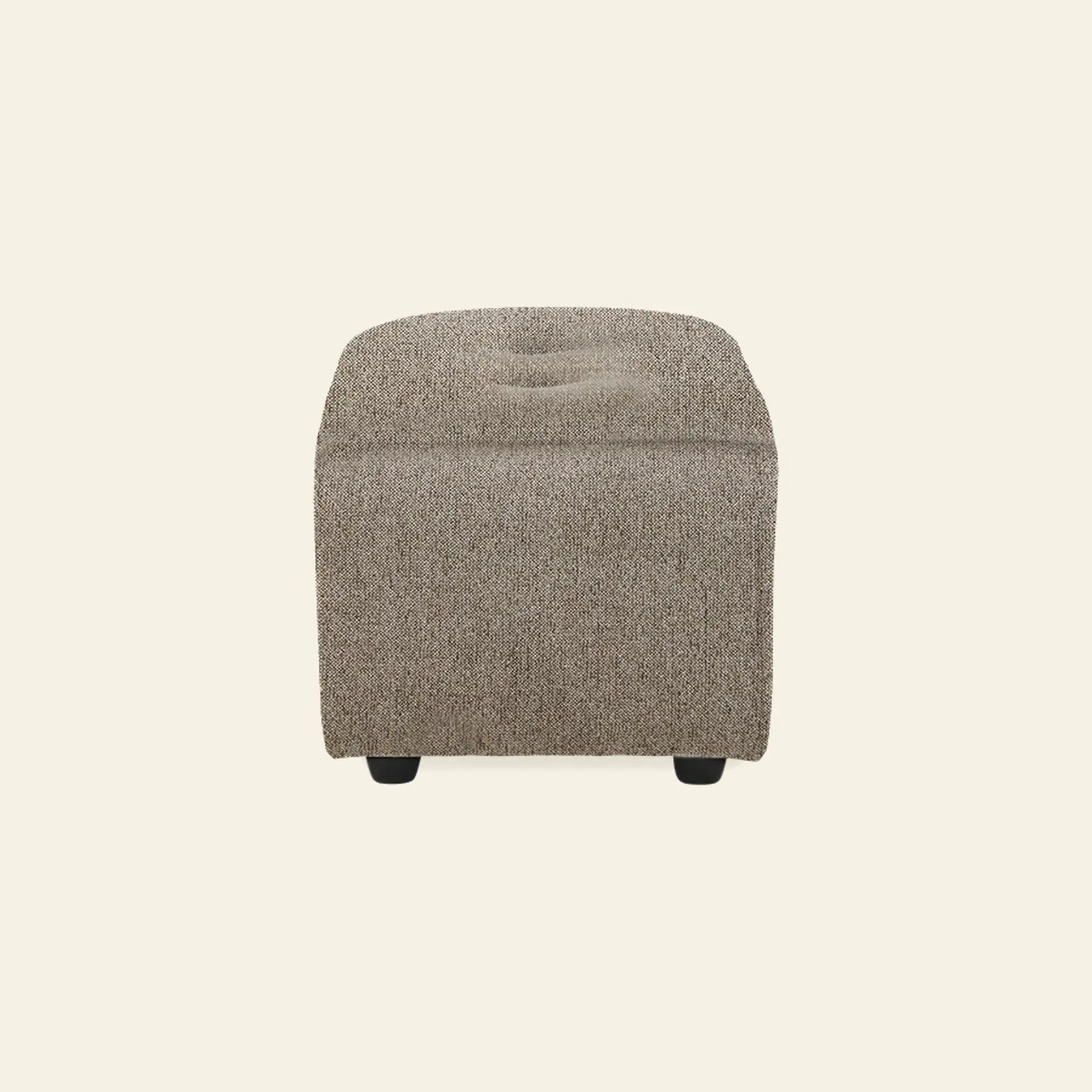 The HKliving Vint Couch, Hocker Small features a square, textured beige design with short black legs—ideal for a customizable living space or paired with the Vint sofa to create adaptable home components.