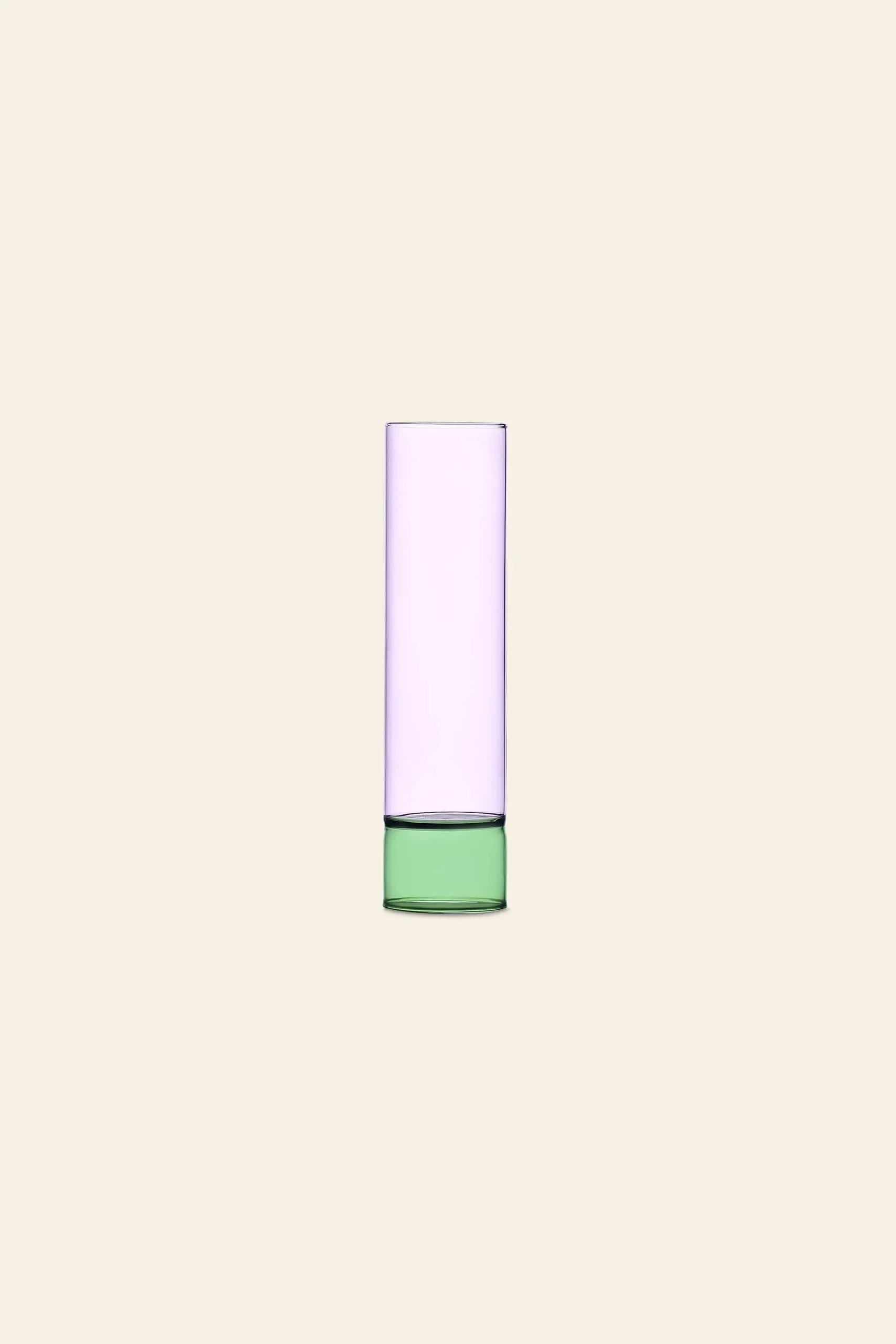 The Ichendorf Milano Bamboo Groove Vase 27cm, a clear glass vase with a light green base and subtle bamboo design, is centered on a plain light beige background.