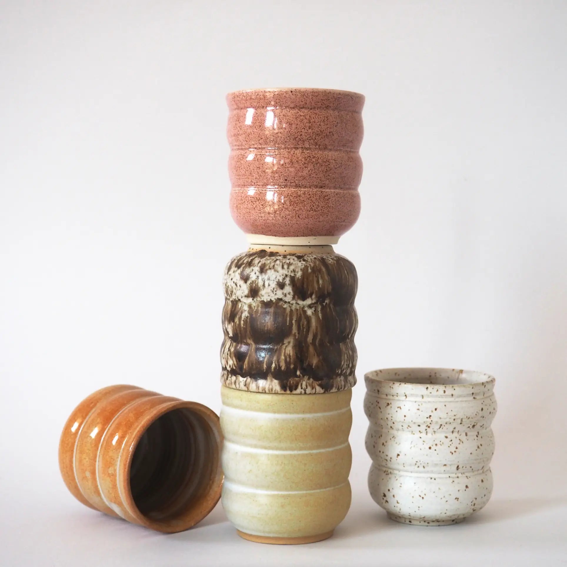 Mirjam Faber Ceramics Cappuccino Cup Bubble Edition Shiny Marled Orange