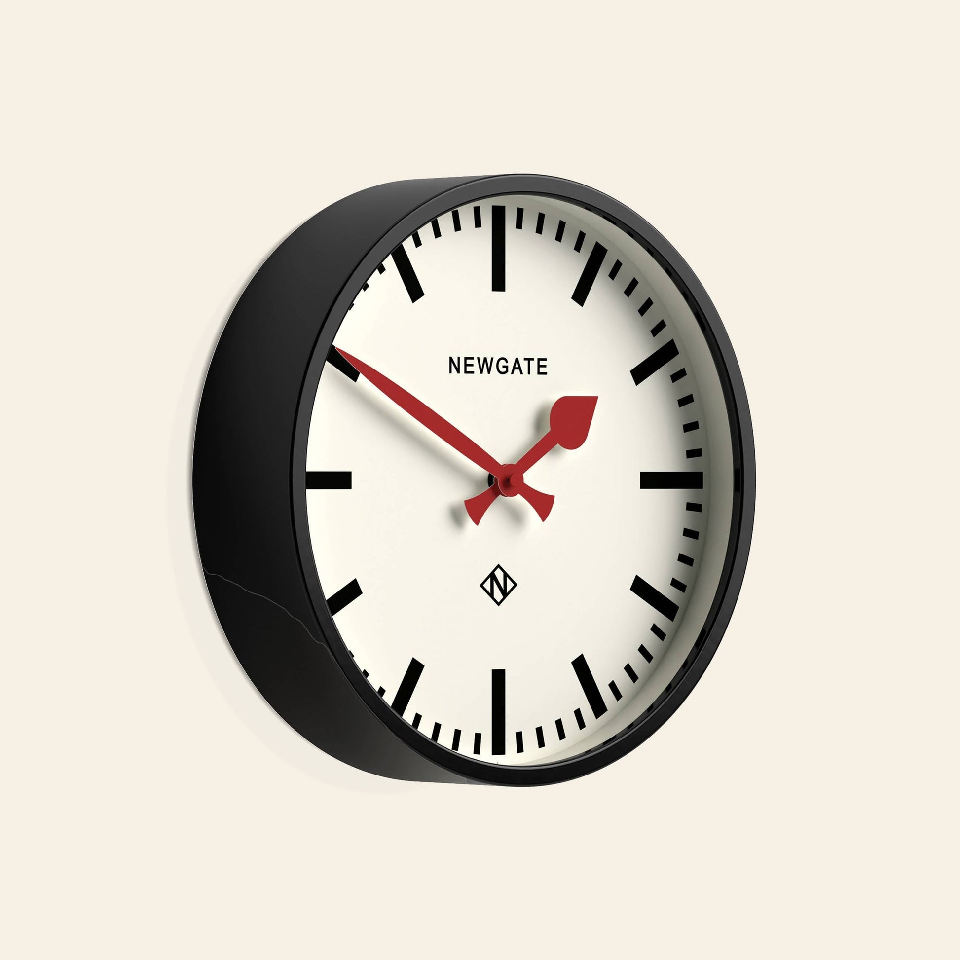 Newgate Luggage Wall Clock Black With Red Hands