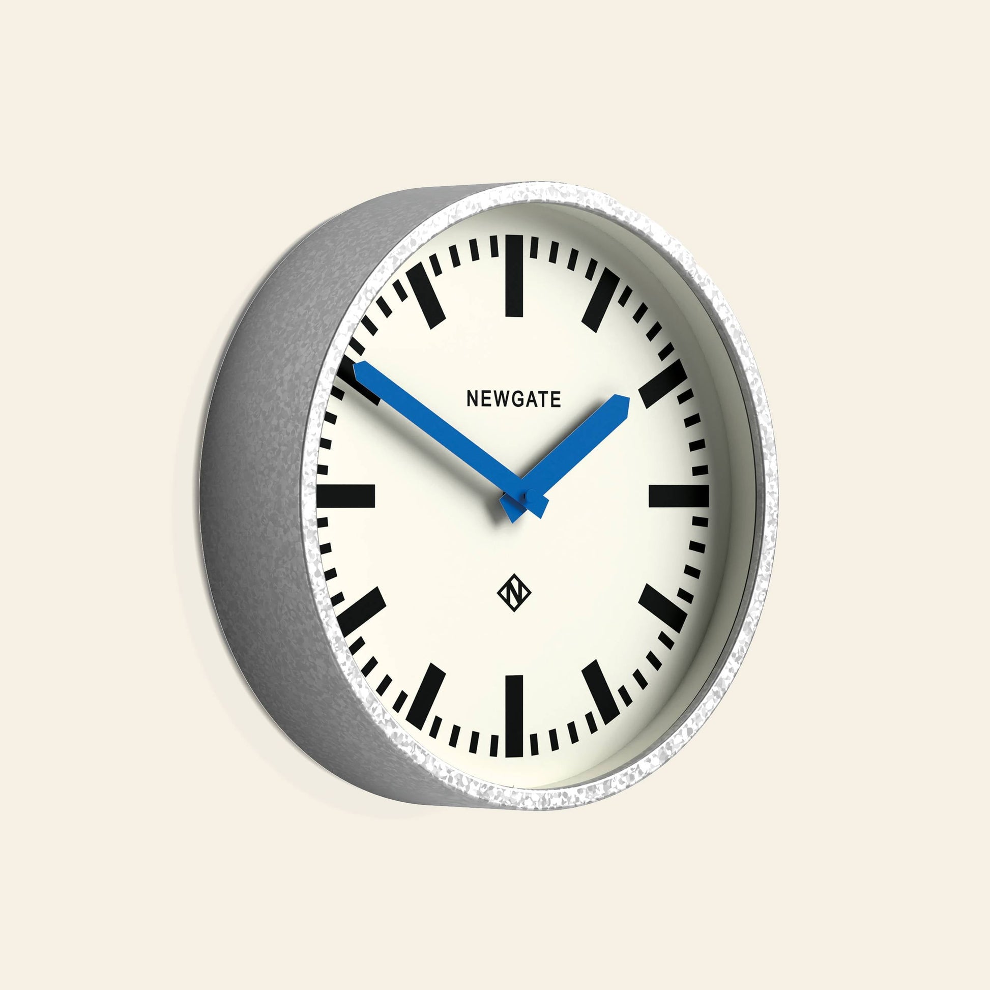 Newgate Luggage Wall Clock Galvanised Blue Hands