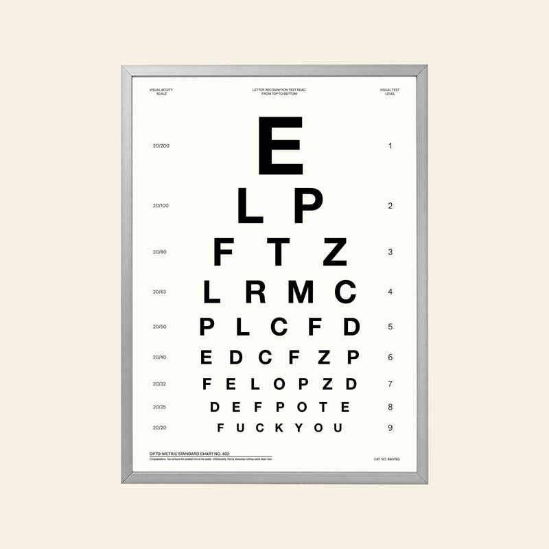 Ordinary Daily Design “Fuck You" Eye Test Poster (30x40) - White