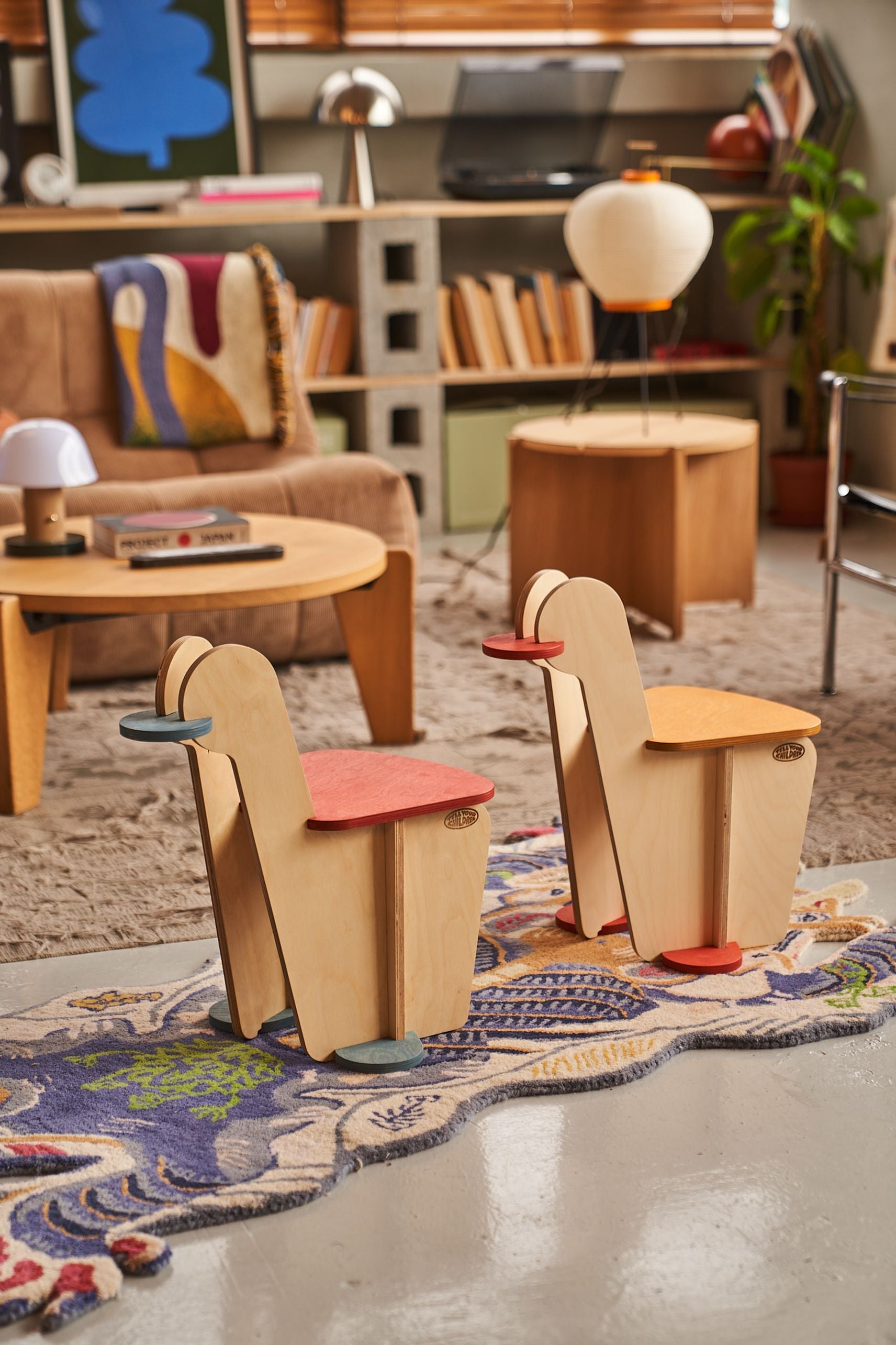 Tell Your Children x Snug Woodwork The Seating Duck Dove Blue and Red