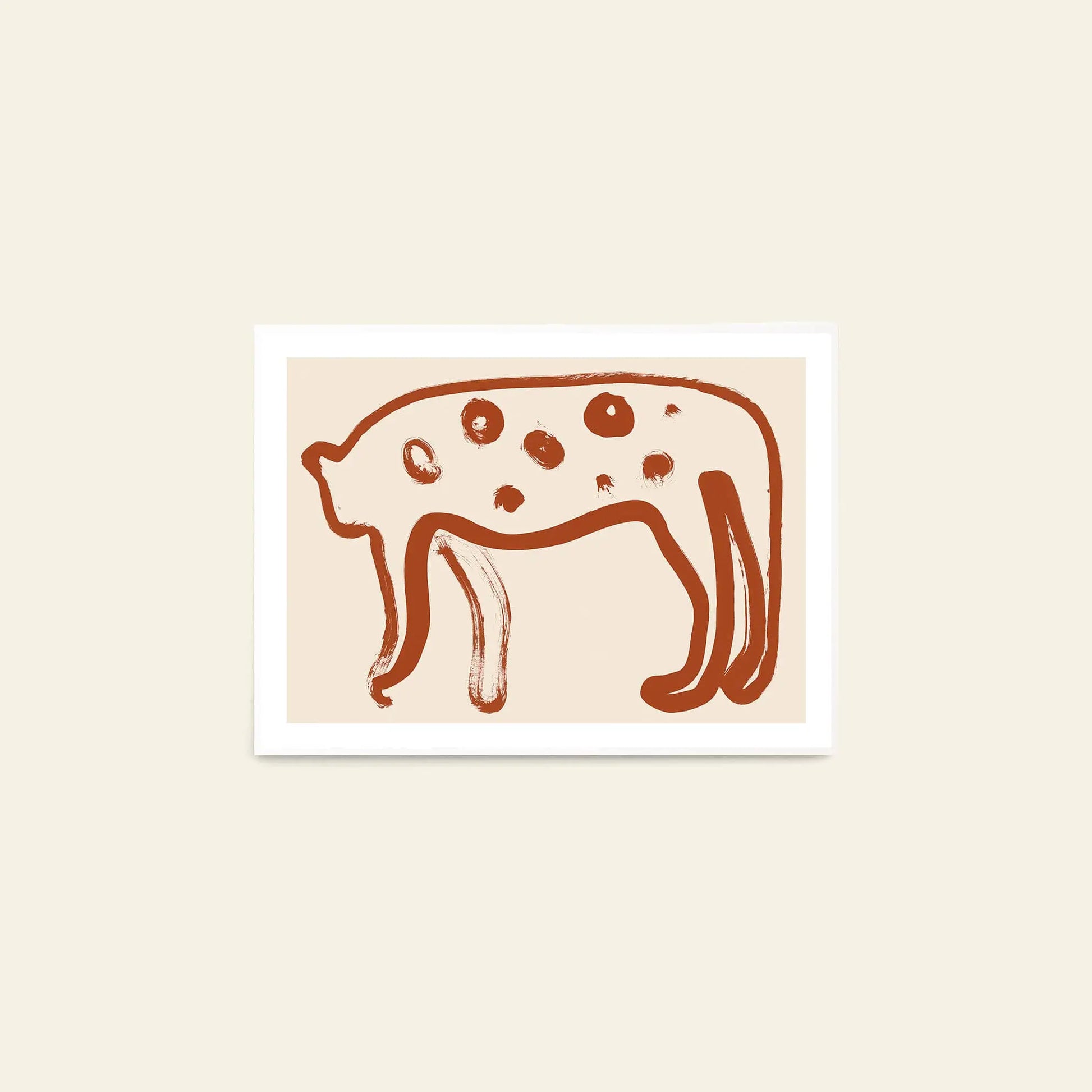The Poster Club Anastasia Krasilnikova - Jaguar 01 (50x70) features a minimalist brown line drawing of a jaguar on beige, created with bold brushstrokes. Available from The Poster Club.