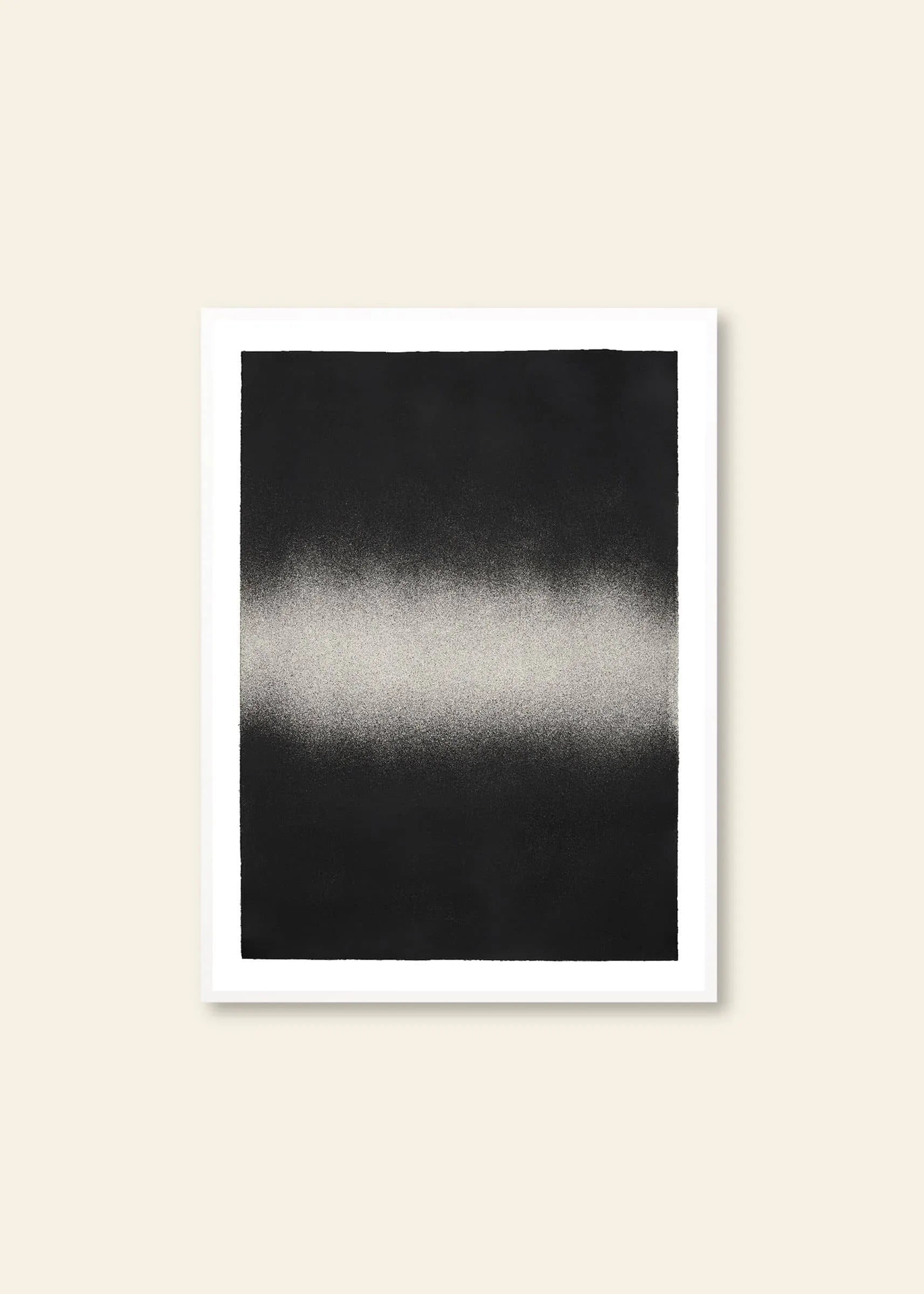 The Poster Clubs Anne Nowak - Black Interstellar (30x40) is a framed art print featuring a black rectangle with a misty white gradient through the center on a light beige background.