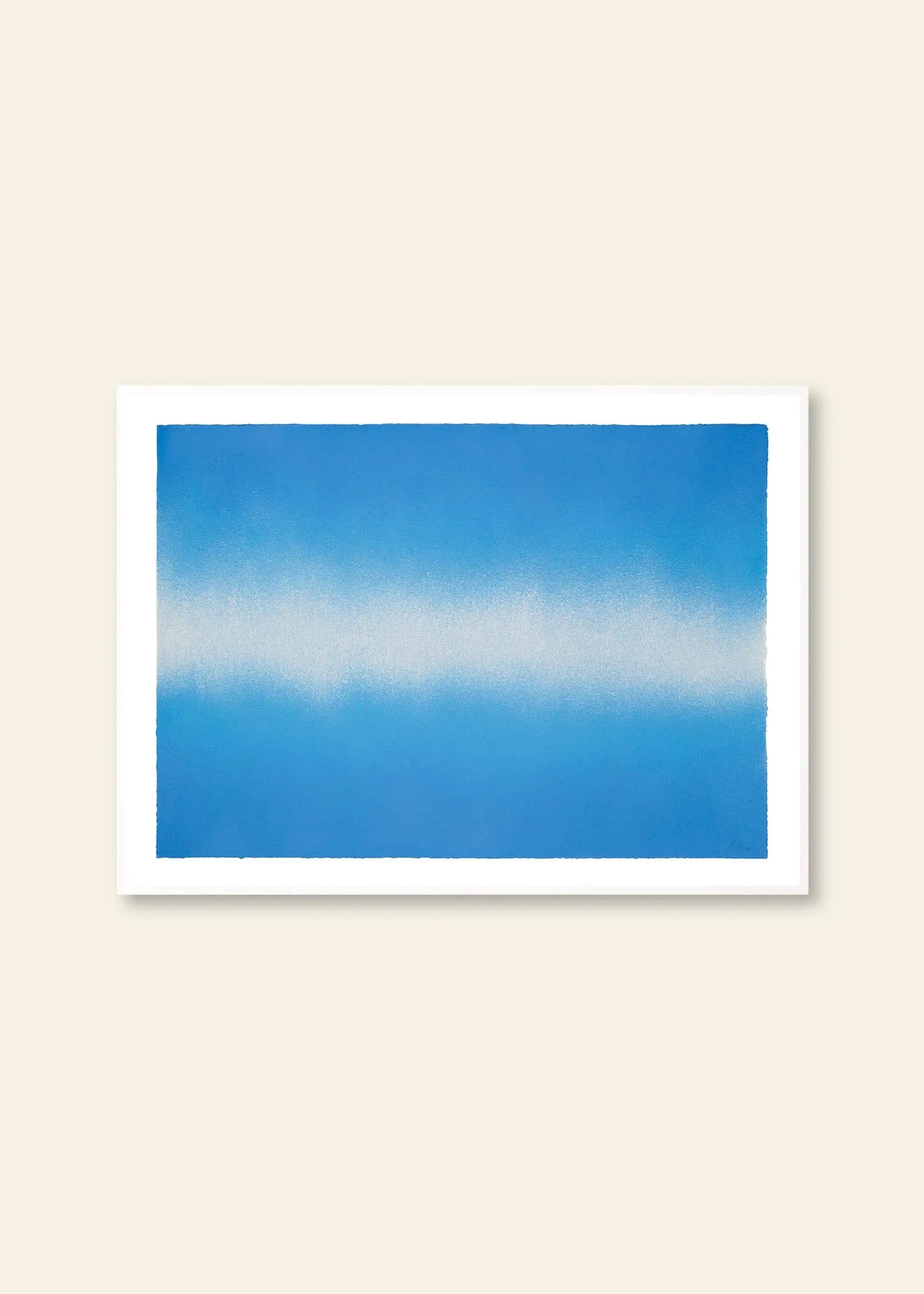 Anne Nowak - Blue Interstellar (30x40) from The Poster Club features a rectangular blue-to-white gradient print centered on a light beige background with a white border.