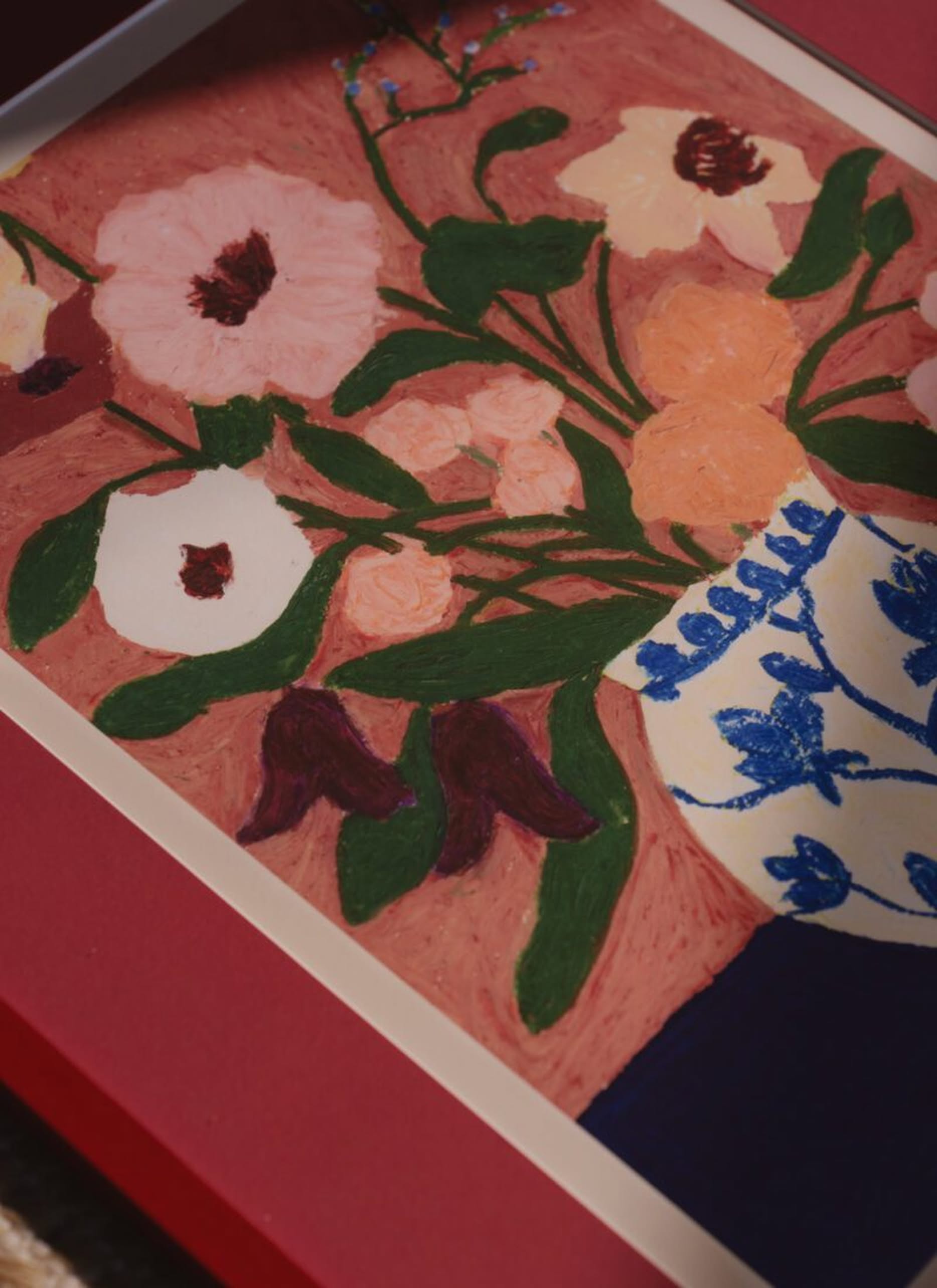 The Poster Club Carla Llanos Flowers on Blue Table (30x40) Poster