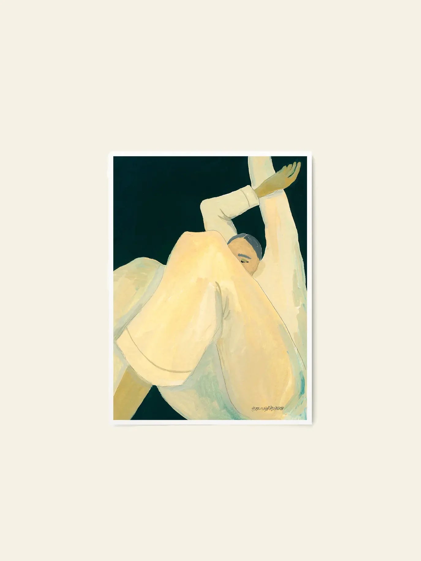 The Poster Club Hanna Peterson - The Dream (30x40) features a minimalist artwork of a reclining figure in white against a dark background, framed with a white border. Available as a fine art giclée print from The Poster Club.