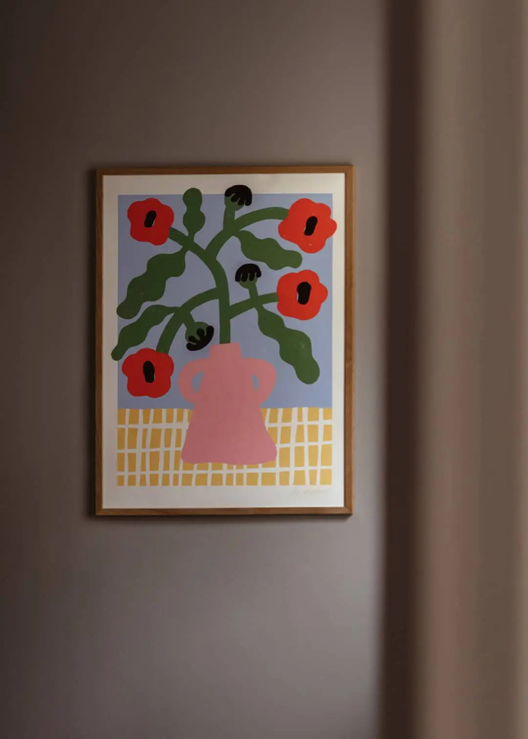The Poster Club Madelen Mollard Red Poppies In Pink Vase 50X70 Poster