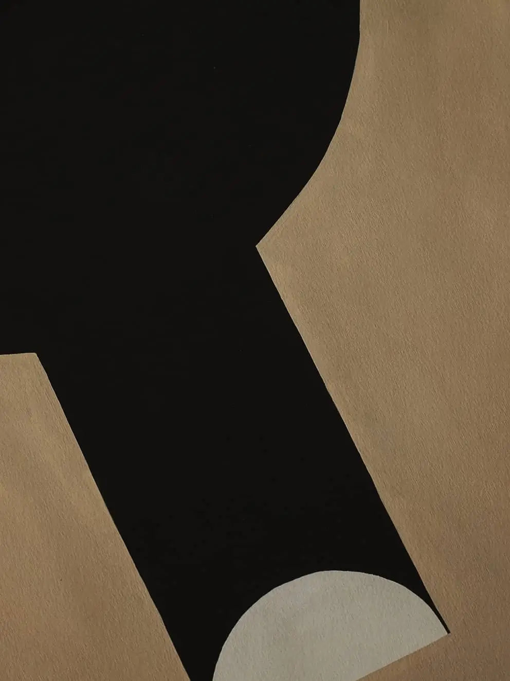 The Poster Club presents Studio Paradissi - Silhouette Of A Vase 07 (50x70), an abstract art print featuring a bold black vase shape with a rounded top and rectangular stem on brown, accented by a white semicircle..