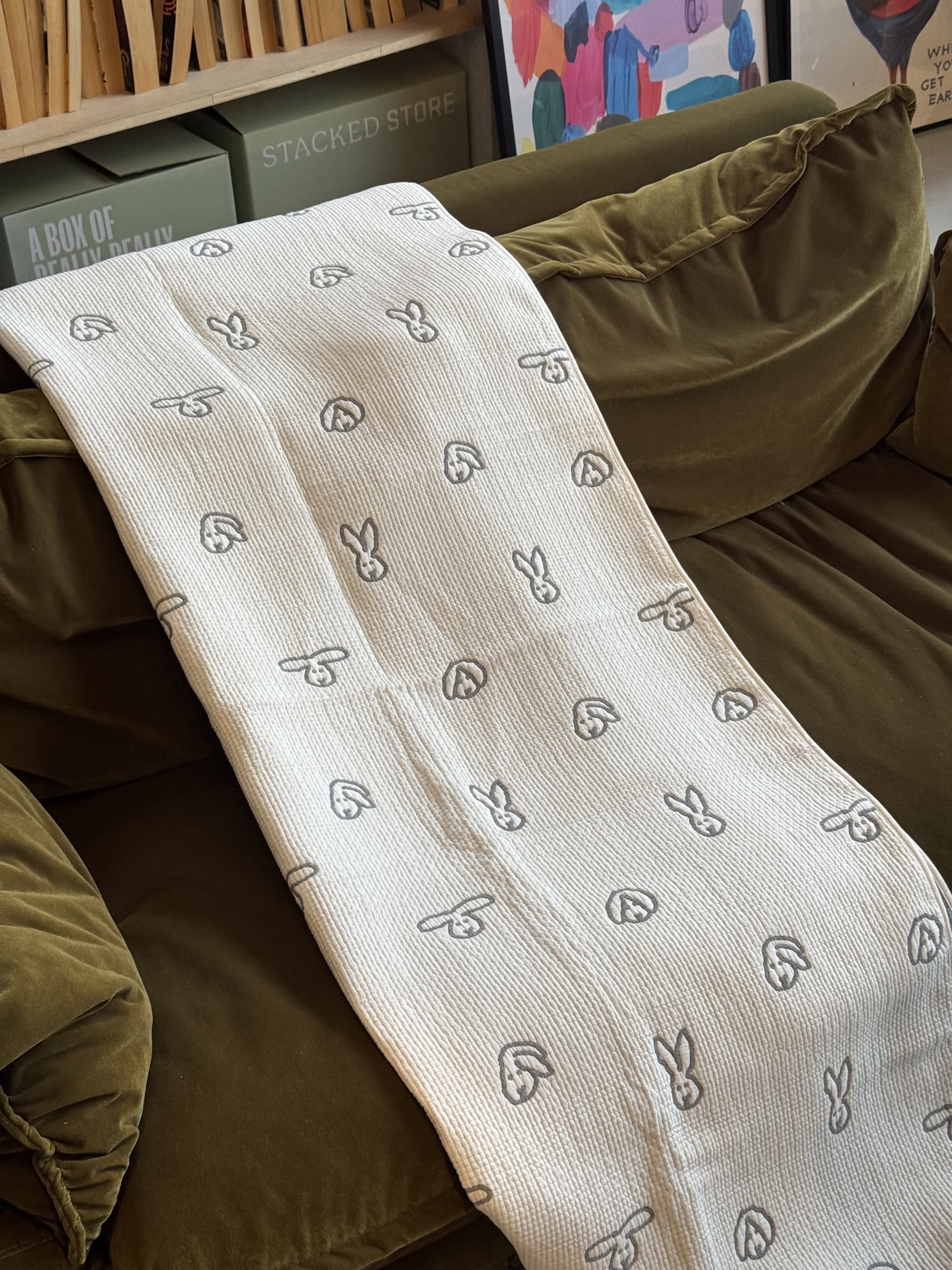 WARMGREY TAIL Bunny Bunny Cotton Modal Blanket Warmgrey