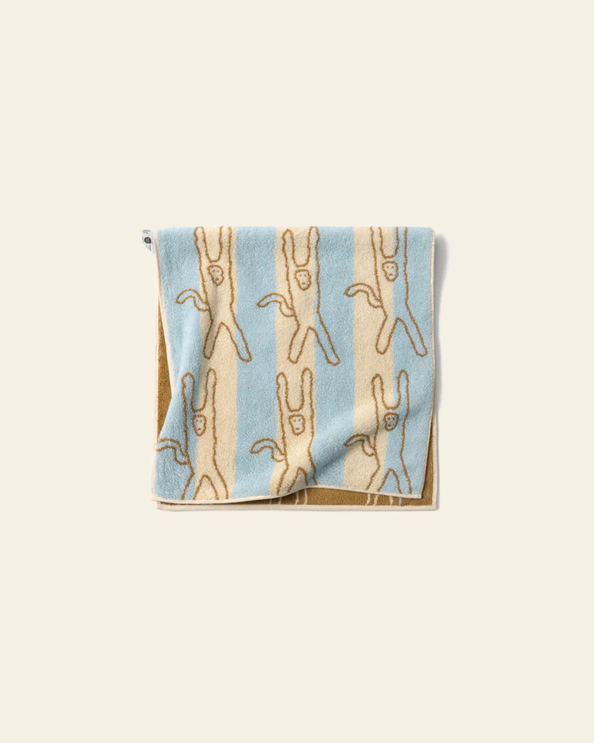 WARMGREY TAIL Monkey Face Towel - Blue Stripe