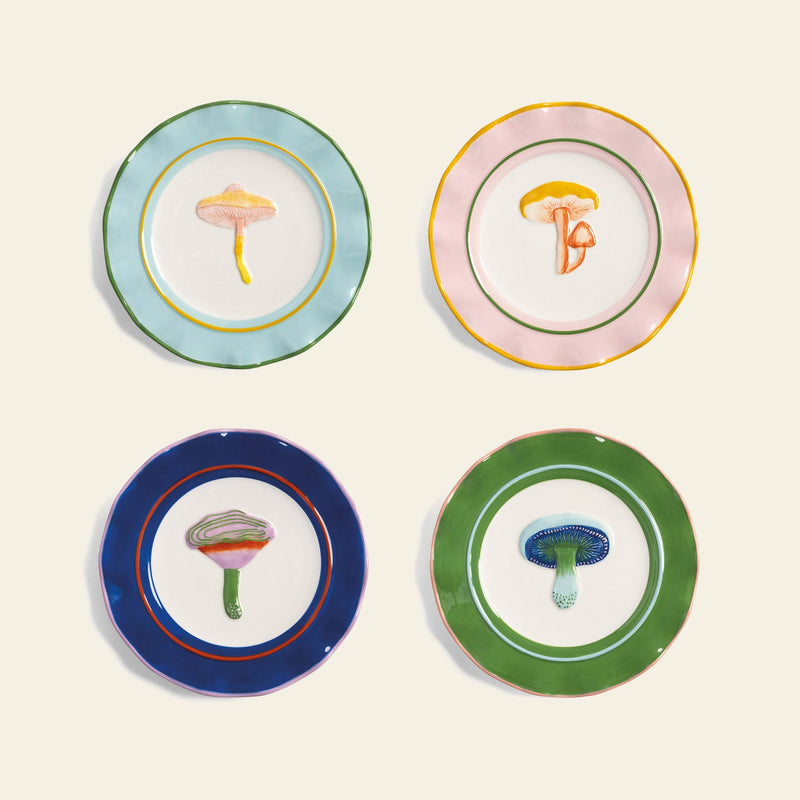 &klevering Magic Mushroom Plate, Set of 4 - Multicolour
