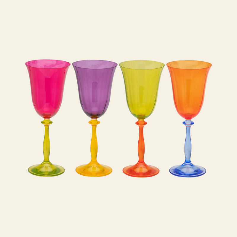 Anna + Nina Multicoloured Wine Glasses, Set of 4