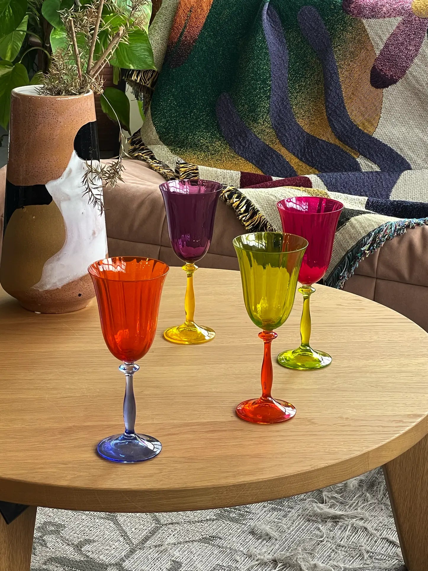 Anna + Nina Multicoloured Wine Glasses Set of 4 Multicolour