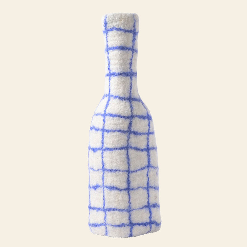 Aveva Design Bottle/Vase Cover - Blue Checked