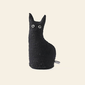 Aveva Design The Curious Cat Door Stop & Bookend Black