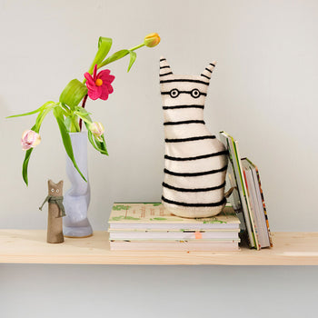 Aveva Design The Curious Cat Door Stop & Bookend Stripes