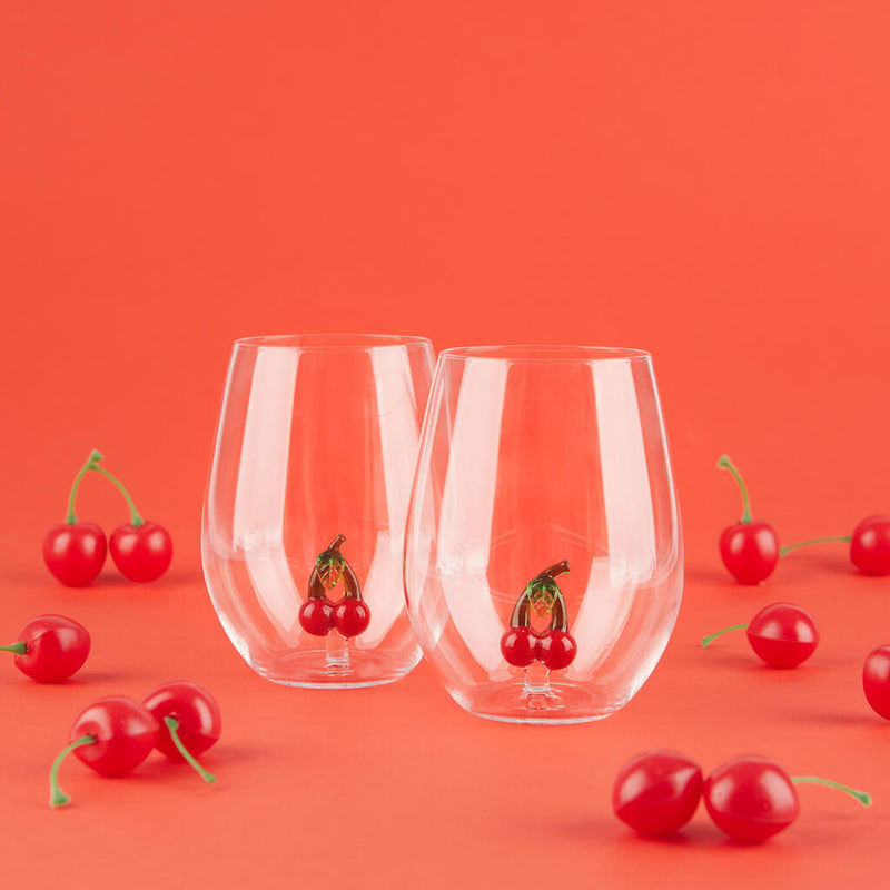 Balvi Botanical Cherry Drinking Glasses, Set of 2