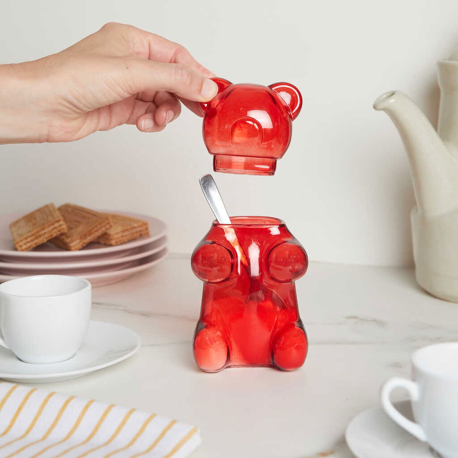 Balvi Yummy Bear Sugar Bowl Red