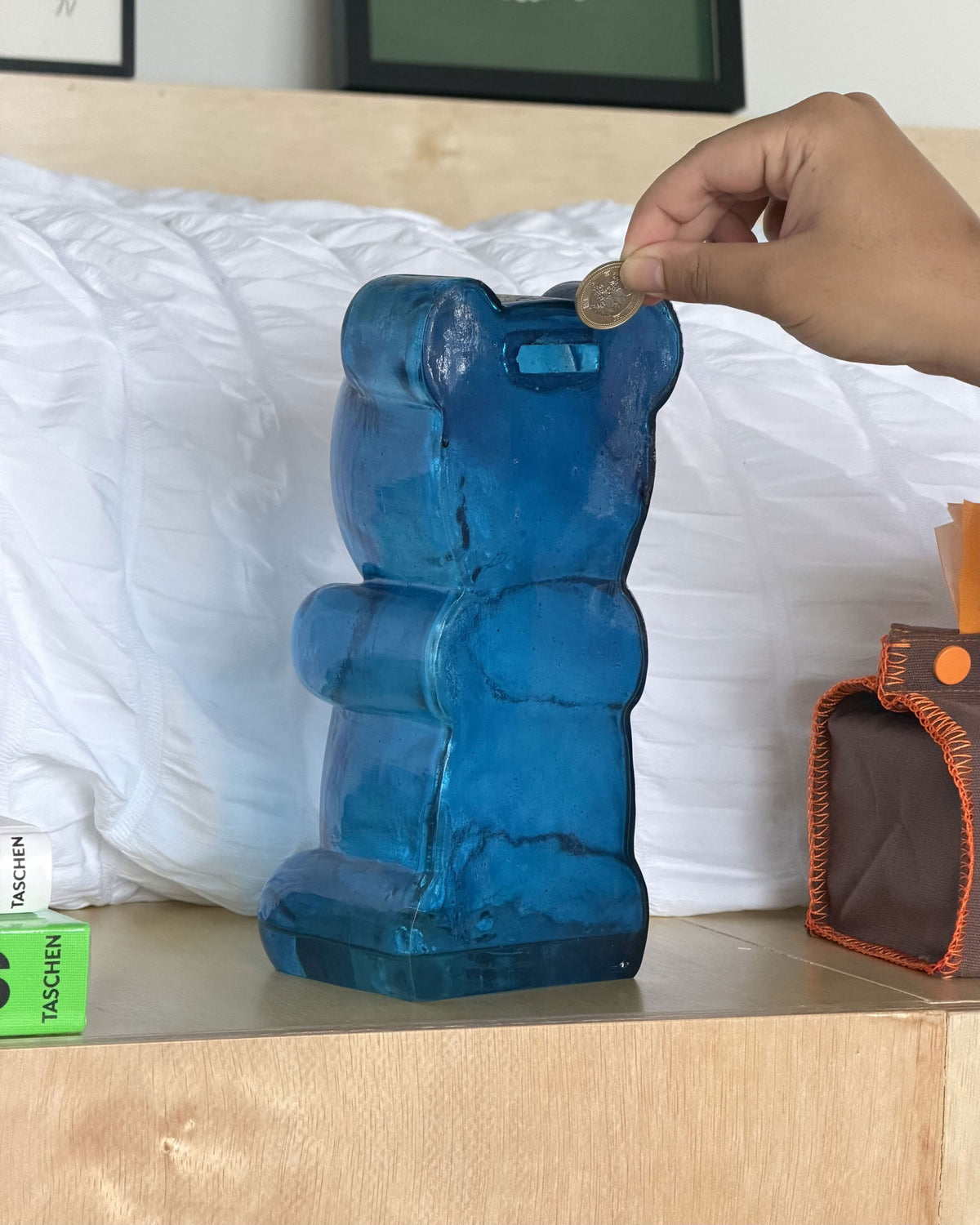 Bitten Candy Bear Money Bank Blue