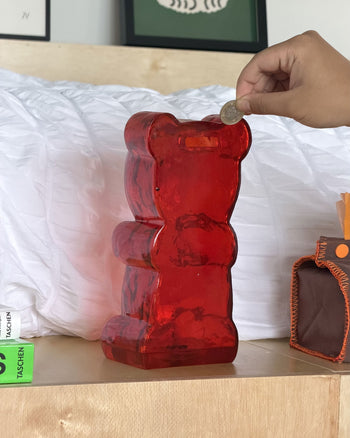 Bitten Candy Bear Money Bank Red