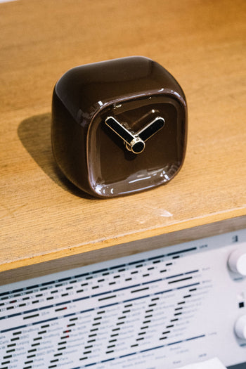 Bmix Studio Ceramic Cube Desk Clock Chocolate