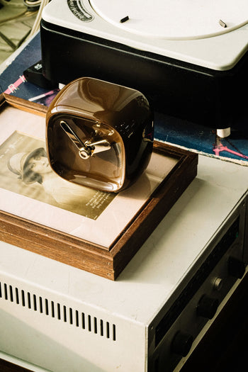 Bmix Studio Ceramic Cube Desk Clock Chocolate